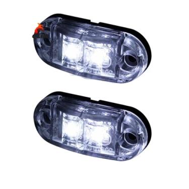 Imagem de 10 peças de luzes de reboque de liberação, brancas, 2 LEDs, ovais, marcador lateral de carro e caminhão, lâmpada de identificação traseira, lâmpadas de sinalização de caminhão de 12V e 24V