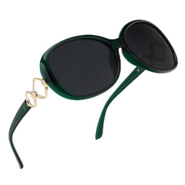 Imagem de Óculos de sol femininos polarizados grandes para mulheres, óculos de sol polarizados Jackie O para dirigir na praia e golfe, Verde/cinza