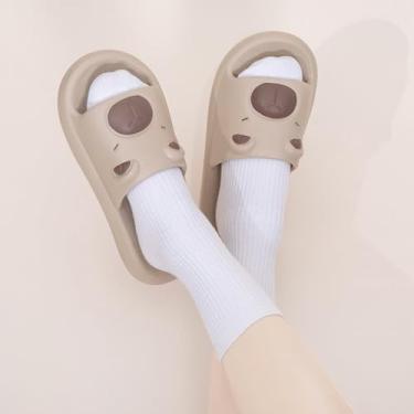 Imagem de Pantufas fofas com design de urso para ambientes internos aconchegantes e macios para casa de animais para conforto e relaxamento, tamanhos 6,5 a 10, Verde, 7.5-8