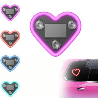 Imagem de Luz ambiente de carro LED em forma de coração movida a energia solar - 2026 novo triângulo de carro ou luz de janela traseira lâmpadas de atmosfera interior automotivo para decoração romântica e dia