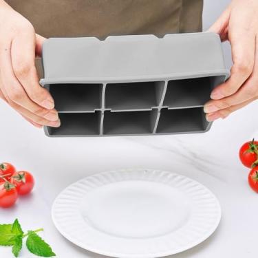 Imagem de Bandeja grande para cubos de gelo com tampa, 6 compartimentos, cinza