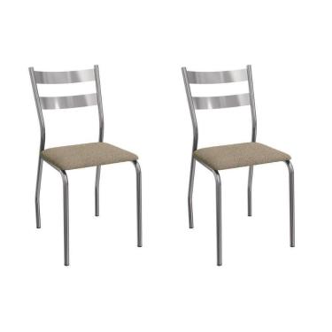 Imagem de Cadeira Sala De Jantar Bali 2c141cr Aço Kit 2 Un Cromado-boucle Bege Fendi - Kappesberg