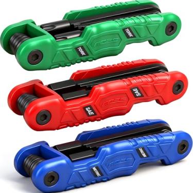 Imagem de Conjunto de chaves hexagonais dobráveis de 34 peças, SAE hexagonal (3/81.3 cm-1/5.1 cm), hexagonais métricos (1,5-12 mm) e Torx (T9–T55), conjunto de chaves Allen compacto 3 em 1 para tiro com arco