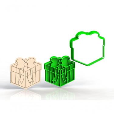 Imagem de Cortador Natal Caixa De Presente Para Biscoito (2 Peças) Corta E Marca Tamanho 6 Cm