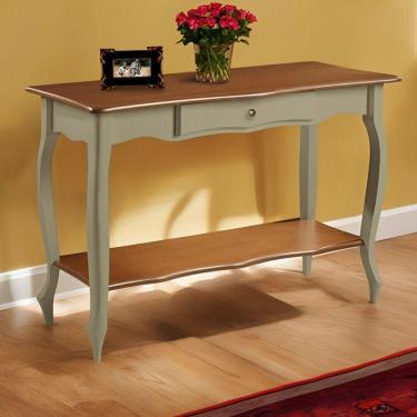 Imagem de Aparador Para Sala Com 1 Gaveta E Prateleira Pés Luiz Xv - Verde Chá Com Tampo E Prateleira Imbuia Glazer