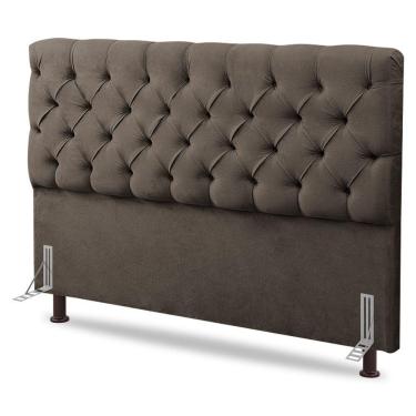 Imagem de Cabeceira Cama Box Casal Queen Size Lylla 160cm Capitonê Com Frame Linho Cacau - Desk Design