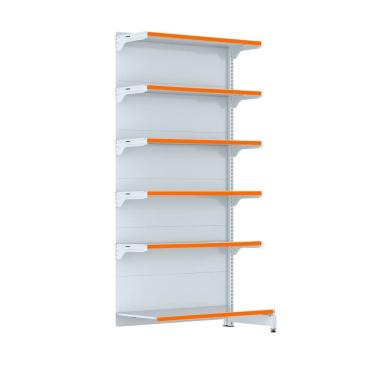 Imagem de Gondola Parede 202 FIT Farmacia Continu 6 Bd Branco Pe Laran