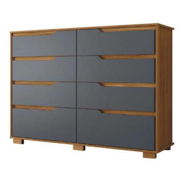 Imagem de Cômoda 8 Gavetas Geórgia Freijó/Cinza Moval - MOVAL MOVEIS, Freijó/Gra