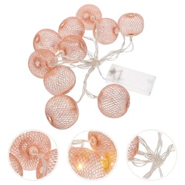 Imagem de Cordao de Luz Led 10 Bolas 3cm Metal Rose Gold 230cm À Pilha Decoracao Natal Premium
