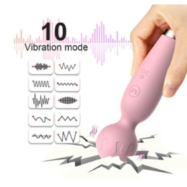 Imagem de Vibrador Feminino Varinha Mágica Wagic Wand 10 Modos de Vibrações Rosa