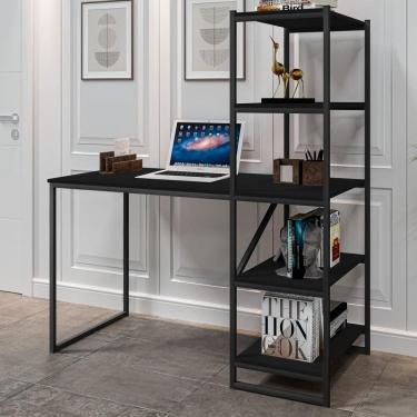 Imagem de Mesa Industrial para Escritório com Prateleira Frist Preto