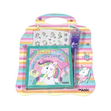 Imagem de Livro Diário do Reino dos Unicórnios com Caneta Decorada e Adesivos