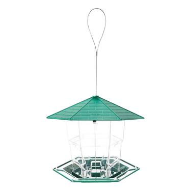 Imagem de Alimentador de pássaros pendurados – Alimentador de pardais pendurados, estação de alimentação de grande capacidade, equipamento de alimentação à prova de intempéries para decoração de pátio