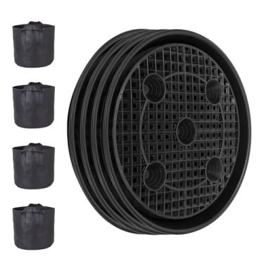 Imagem de Bandeja de água para plantas - Bandeja coletora de água com rodas com sacos de cultivo - Pires de irrigação de fundo multiuso para jardim interno ao ar livre estufa quintal