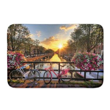 Imagem de Tapete Quarto Decorativo Paisagem Bike Emborrachado - Novadecora