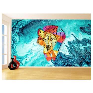 Imagem de Papel De Parede Animais Pop Art Lobo Colorido 3,5M Pxa587 - Você Decor