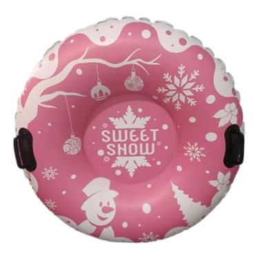 Imagem de KiBcsLic Boia inflável redonda de PVC espesso com 95 cm de diâmetro para adultos e crianças. Leve, multifuncional e com design de boneco de neve que evita, Rosa