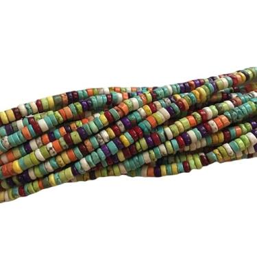 Imagem de Lady Works Fio de 33 cm de pedra natural turquesa tingida, contas lisas heishi de 4 x 3 mm para fazer joias DIY | Beads_02658