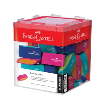 Imagem de Borracha Bicolor, Faber-Castell, Colorida, Escolar, Display com 24 Unidades