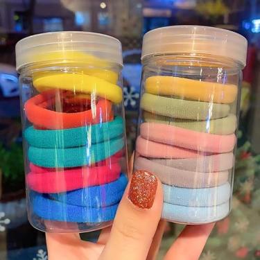Imagem de 10 peças femininas conjunto de laços de cabelo elásticos elásticos acessórios de corda de cabelo multicoloridas para decoração de presente feminino (tipo B)