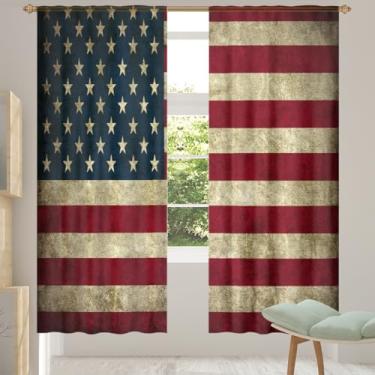 Imagem de 2 conjuntos de painéis cortinas transparentes vintage bandeira dos EUA cortinas transparentes arejadas com filtro leve painéis de cortina de porta janela para sala de estar, quarto, jantar, 84