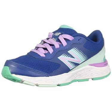 Imagem de New Balance Tênis de corrida infantil 680 V6 com cadarço, Capitão Azul/Globo violeta escuro/Branco menta, 18