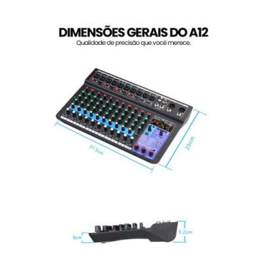 Imagem de VEDO A12 Mesa de Som Profissional  Mixer de Áudio 12 Canais com Entrad