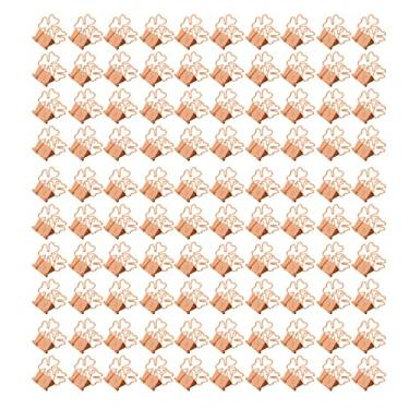 Imagem de Clipes de pasta em formato de flor, força de fixação forte, braçadeiras de papel fofas de metal para bilhetes de documentos, material escolar de escritório, 100 peças, colorido, à (Ouro Rosa)