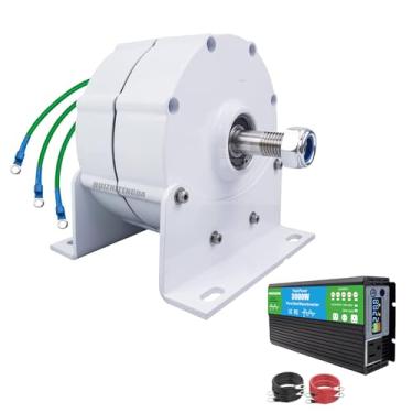Imagem de HUIZHITENGDA Gerador de Íman Permanente Sem Redutor 12V-220V, Alternador CA de Baixa Velocidade de 2000W com Base, para Uso em Turbina Eólica e Turbina Hidráulica,220v