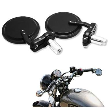 Imagem de HTTMT MT079-2,54 cm - Espelhos laterais de extremidade de barra retrovisor redondos compatíveis com motocicleta Chopper Cafe Racer