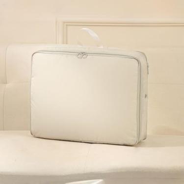 Imagem de Bolsa de roupa expansível de viagem à prova d'água com zíper duplo para jaquetas, casacos de inverno, ternos, bege, M