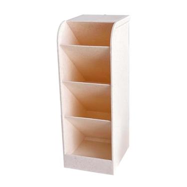 Imagem de POCREATION Porta-Canetas Inclinado, Estilo Coreano Ins, Recipiente de Material de Escritório Com 4 Compartimentos para Canetas, Pincéis de Maquiagem e Batons, Feito de Material PP durável.