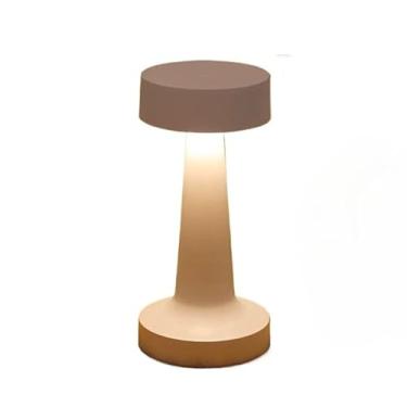 Imagem de Iluminária de Mesa de Metal Dourado LED Touch Recarregável Sem Fio – Abajur Decorativo USB para Quarto Sala Escritório(Branco)