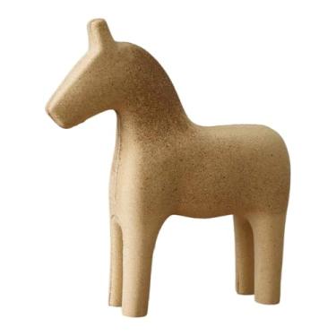 Imagem de IEUDNS Estátua de Cavalo de Madeira Inacabada E Sem Pintura, Estatueta de Cavalo para Decoração de Casa, Mesa, Ornamento de Animal em Branco para Estante, La, Estilo C