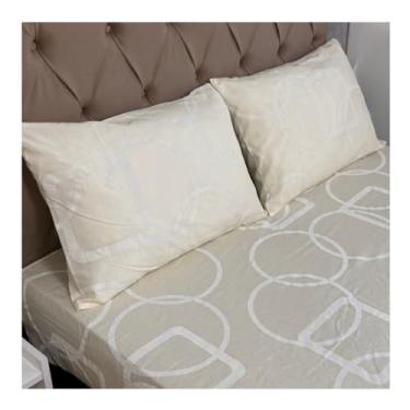 Imagem de Jogo Lençol Queen Size 3 Peças Estampado 150 fios C/Elástico e Fronha c/zíper Cama Box(Modelo - 4)