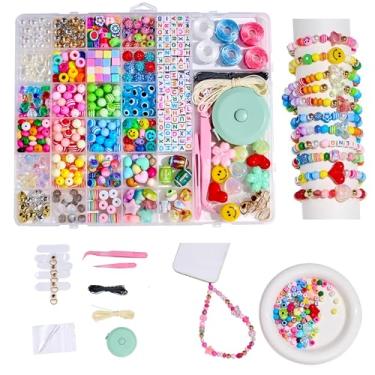 Imagem de MYCUTEY Kit de fabricação de pulseiras faça você mesmo com 657 peças, pônei colorido, carta, futebol, estrela, contas de flores, suprimentos de artesanato para fazer joias, colar, pingente de telefone