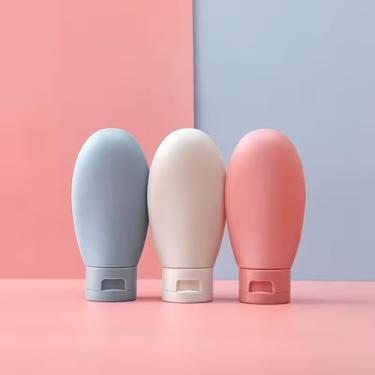 Imagem de Conjunto de 3 frascos de viagem, à prova de vazamento, recarregáveis, espremíveis, conjunto de xampu, condicionador de cabelo, loção corporal, gel de banho e chuveiro