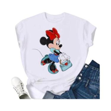 Imagem de Camiseta Feminina Oversized Kawaii Disney Minnie Mickey Mouse Estampad