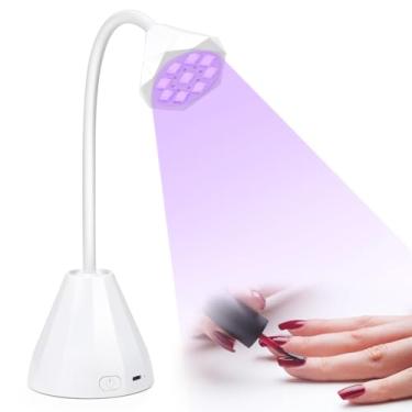 Imagem de Luz LED com pescoço giratório de 360 graus Lâmpada fototerapia portátil 27W sensor inteligente Secagem rápida das mãos Fonte dupla Bateria recarregável Timer 2 para pedicure Travel