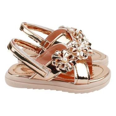 Imagem de Sandália Feminina Infantil leve e confortável, moda Verão com Flores -