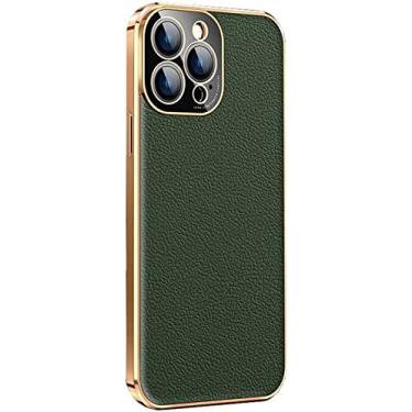 Imagem de CYSUE Capa de telefone traseira totalmente embrulhada, para Apple iPhone 14 Plus 6,7 polegadas 2022 Capa de proteção à prova de choque de couro com lente de câmera de proteção (cor: verde)