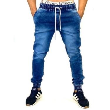 Imagem de Calça jeans jogger preta masculina slim jeans rasgado destroyed - Empo