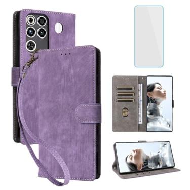 Imagem de IUQXU Capa carteira para celular ZTE Nubia Red Magic 11 Pro Plus/RedMagic 11 Pro com protetor de tela [bloqueio RFID] Capa de celular de couro para RedMagic11 Pro+Plus RedMagic11Pro + Roxo