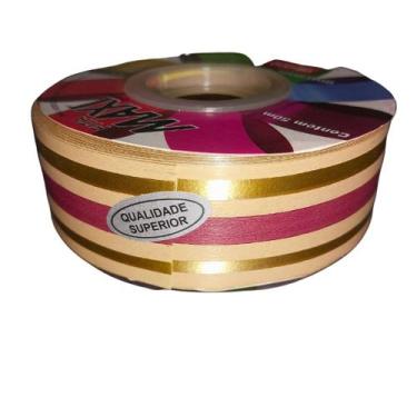 Imagem de Fita Decorada 32x50 M Albano Para Laços, Nova Eva Ameixa/Ouro