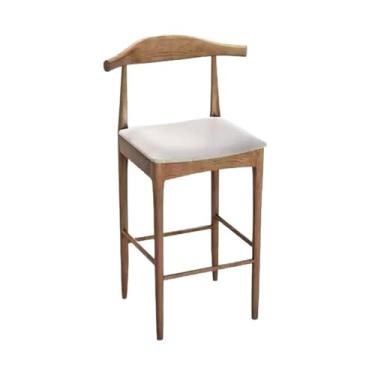 Imagem de Altura simples com encosto cadeira de bar de madeira para casa restaurante varanda alta para ilha de cozinha