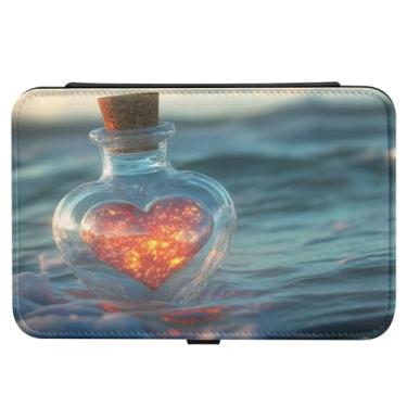 Imagem de Burbuja Caixa de joias de viagem de coração de dia dos namorados para mulheres e meninas, organizador de joias portátil de couro PU para brincos, anéis, colares e pulseiras