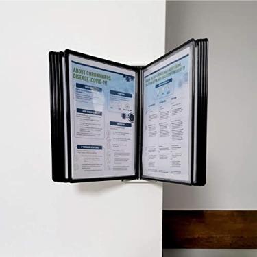 Imagem de Rack de exibição de catálogo montado na parede - Organizador de metal de 10 painéis para armazém, oficina, loja e laboratório - Sistema de exibição de parede eficiente para fácil referência e