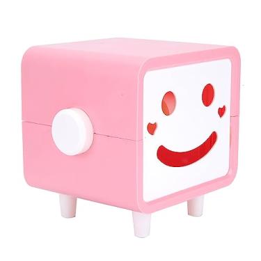 Imagem de Suporte para caixa de tecido Padrão de desenho animado Material ABS Caixa de armazenamento de toalha de papel Organizador de guardanapo para sala de estar Quarto Mesa de (Rosa)