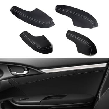 Imagem de Capas de apoio de braço de porta de couro para Honda Civic 2016-2021 10ª geração – antiarranhões, à prova d'água, atualização interna de luxo (4 peças)