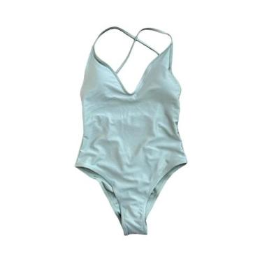 Imagem de Maiô Feminino Sexy Acolchoado De Uma Peça, Cor Sólida, Roupa De Praia 